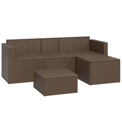 Patio Lounge Set Brown Poly Rattan