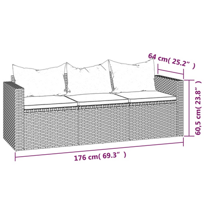 Patio Lounge Set Brown Poly Rattan