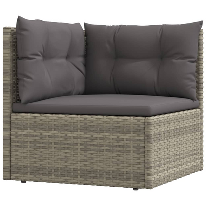 11 Piece Patio Lounge Set with Cushions Gray Poly Rattan