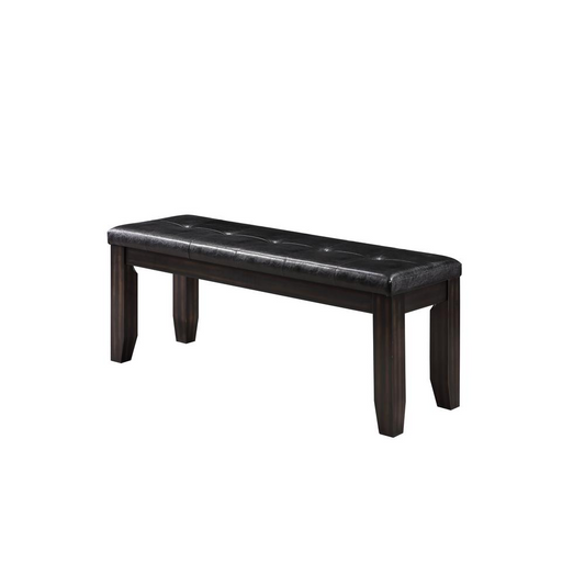 Urbana Bench, Black PU & Espresso