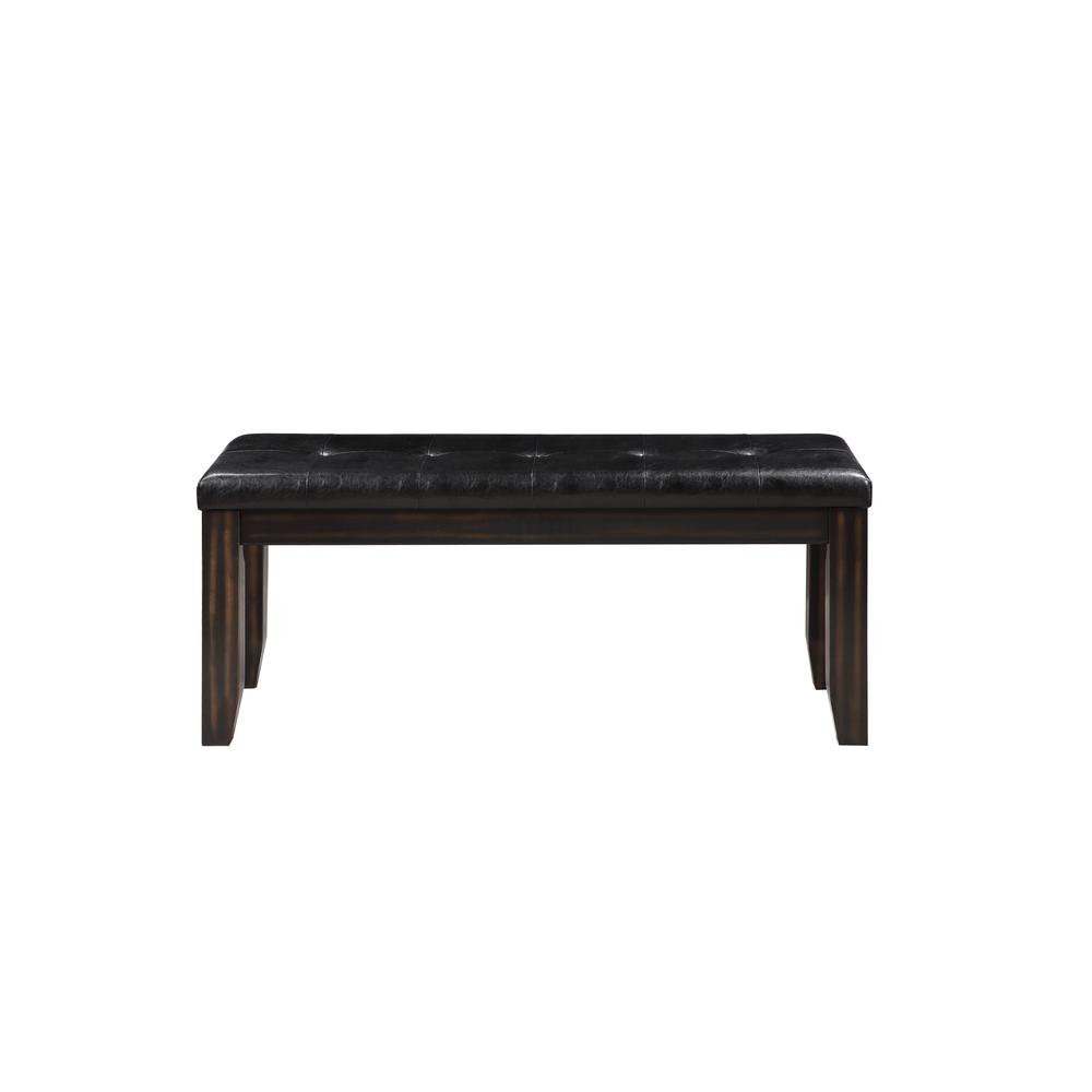 Urbana Bench, Black PU & Espresso