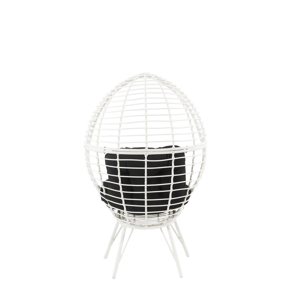 Galzed Patio Lounge Chair, Black Fabric & White Wicker