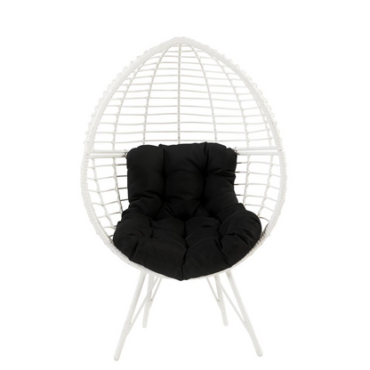 Galzed Patio Lounge Chair, Black Fabric & White Wicker