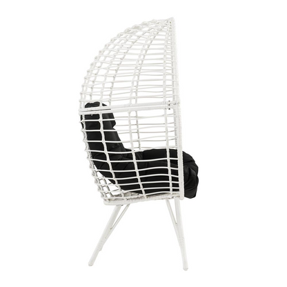 Galzed Patio Lounge Chair, Black Fabric & White Wicker