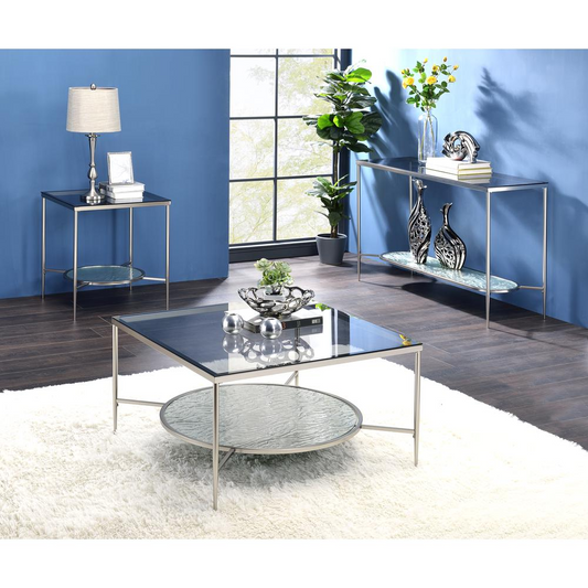 Adelrik Sofa Table, Glass & Chrome Finish