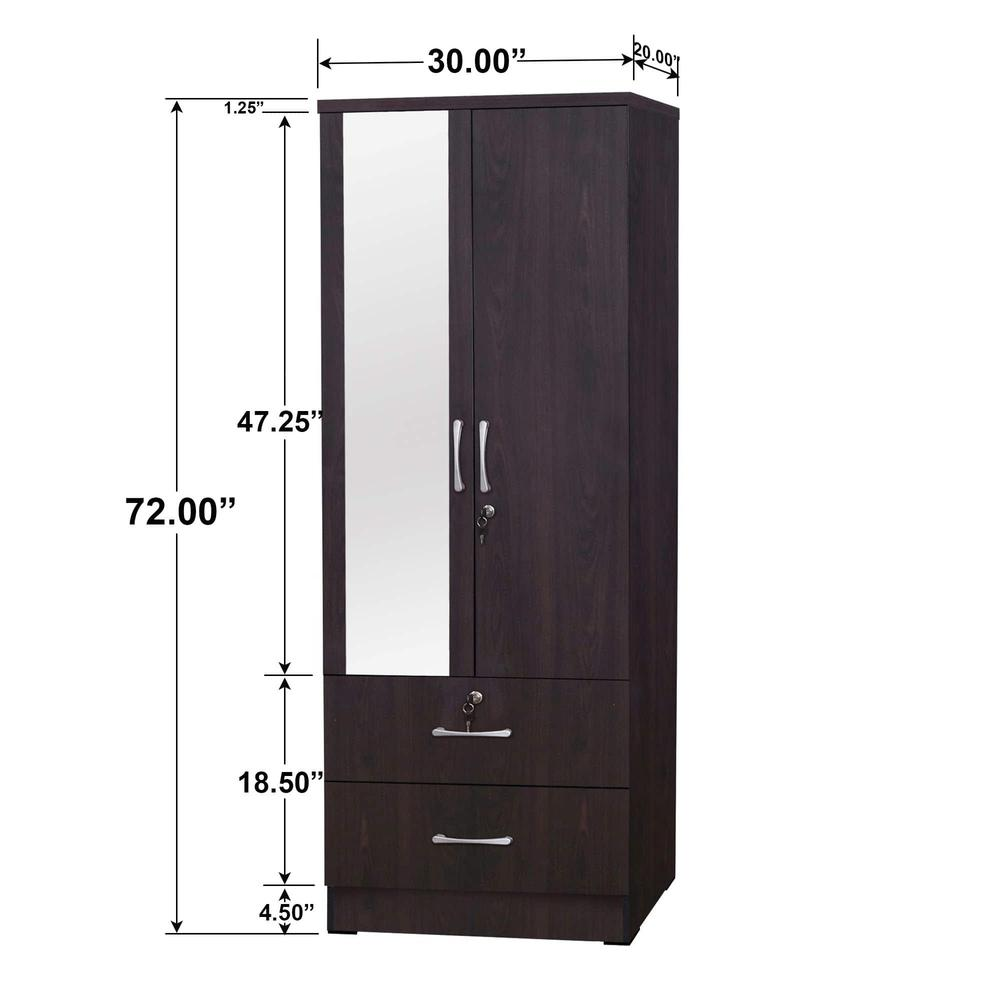 Grace Armoire Wardrobe with Mirror & Drawers in Tobacco