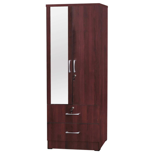 Grace Armoire Wardrobe with Mirror & Drawers in Mahogany