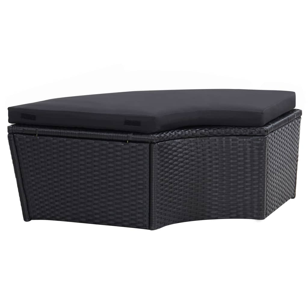 Patio Lounge Bed with Canopy Poly Rattan Black