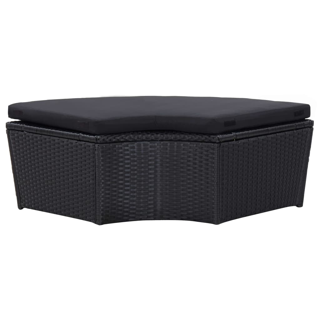 Patio Lounge Bed with Canopy Poly Rattan Black