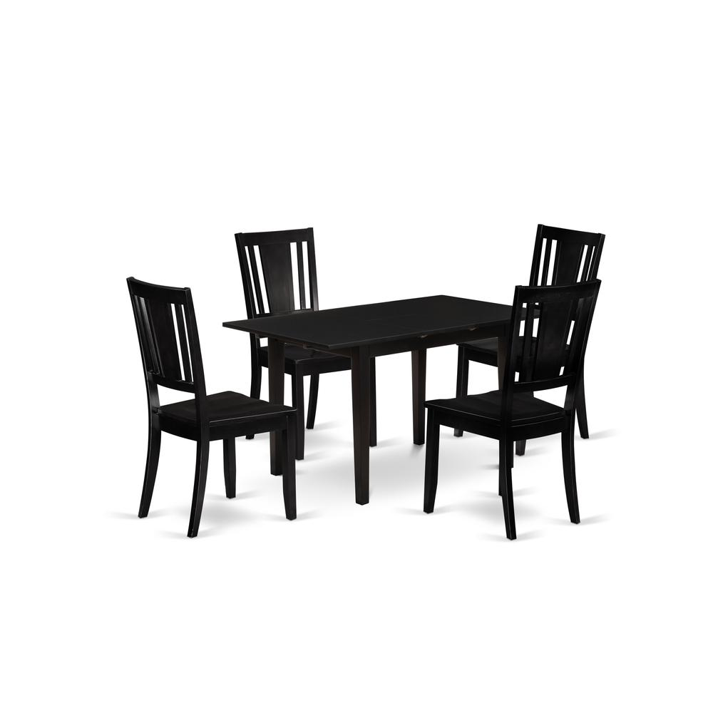 Dining Table- Dining Chairs, NODU5-BLK-W