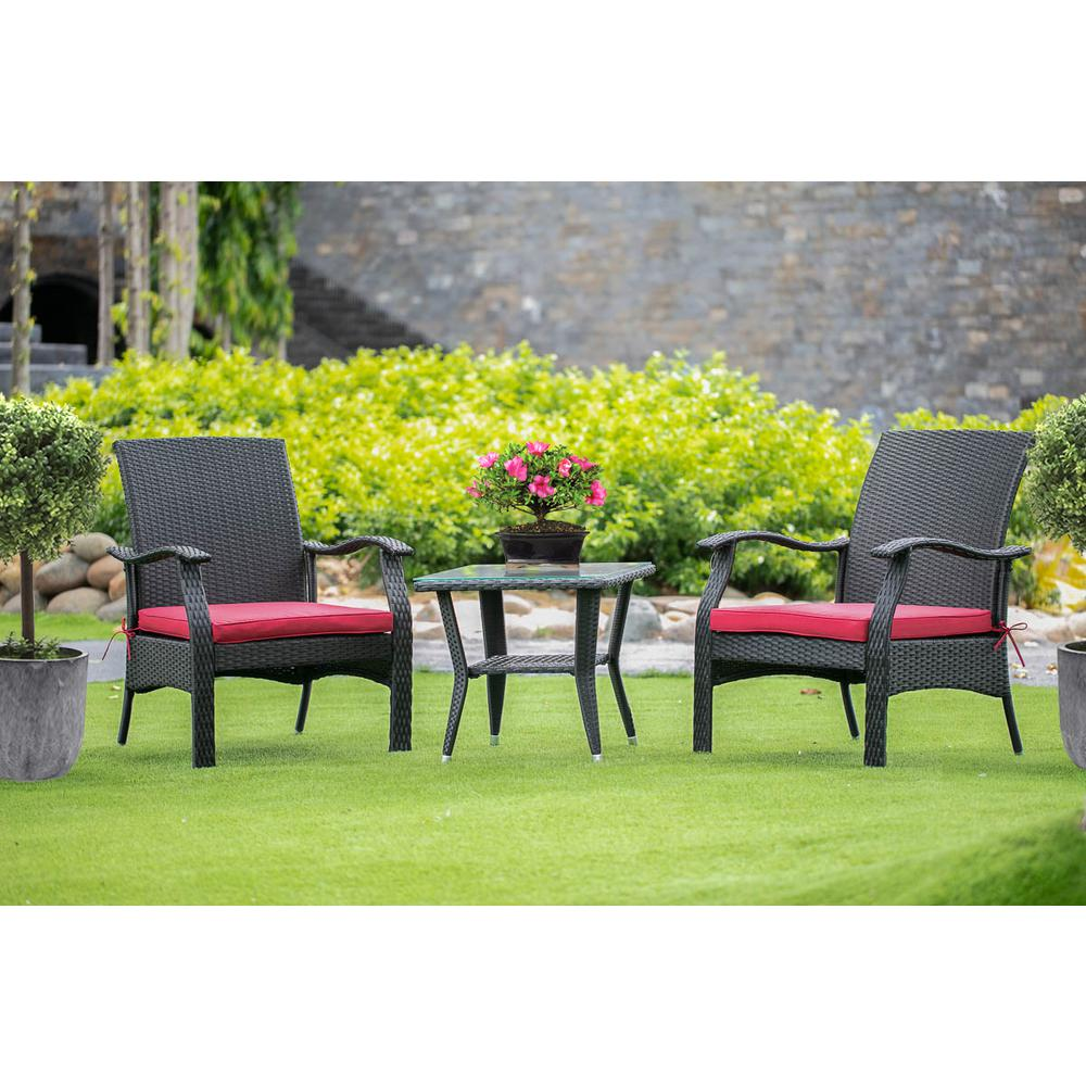 Wicker Patio Set Black