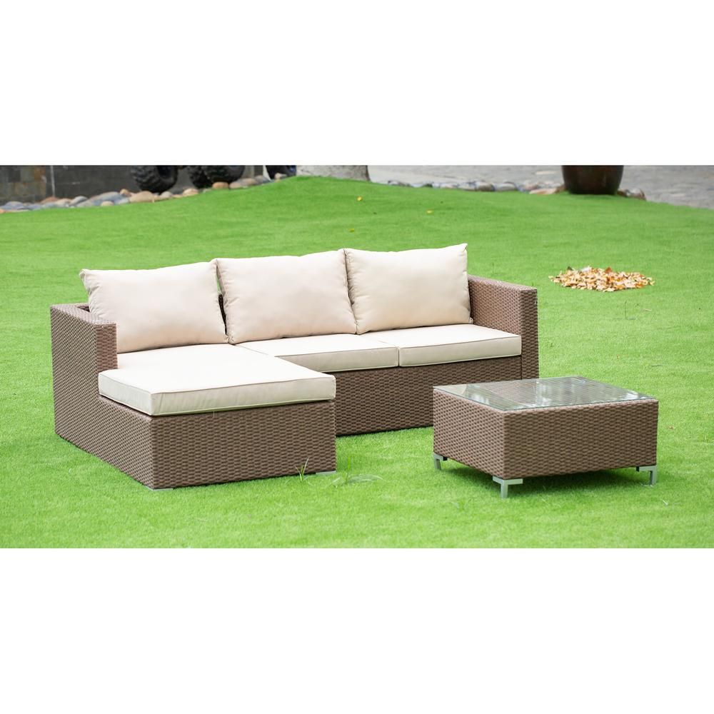 Wicker Patio Set Brown