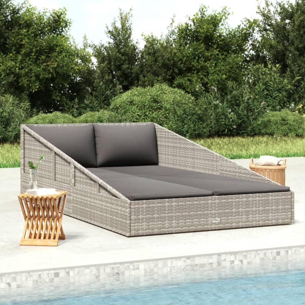 Patio Bed Gray 43.3"x78.7" Poly Rattan