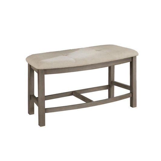 Beige linen fabric counter height dining bench