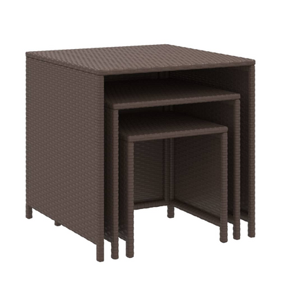 Nesting Tables 3 pcs Brown Poly Rattan