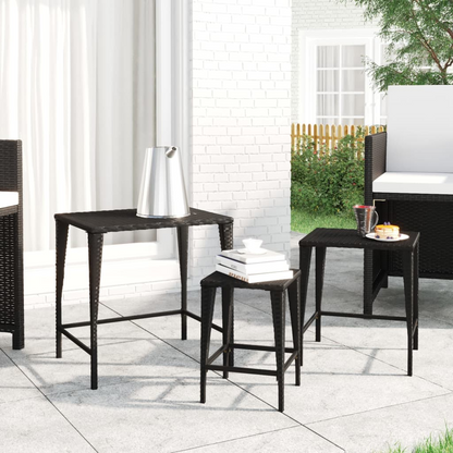 Nesting Tables 3 pcs Black Poly Rattan