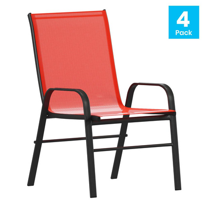 4PK Red Patio Stack Chair