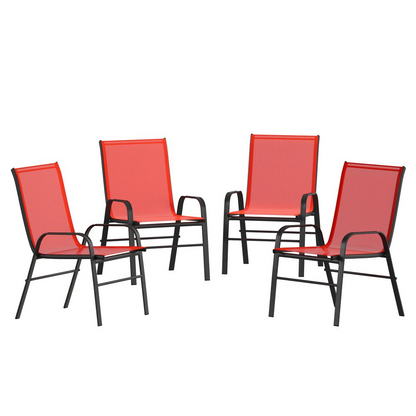 4PK Red Patio Stack Chair