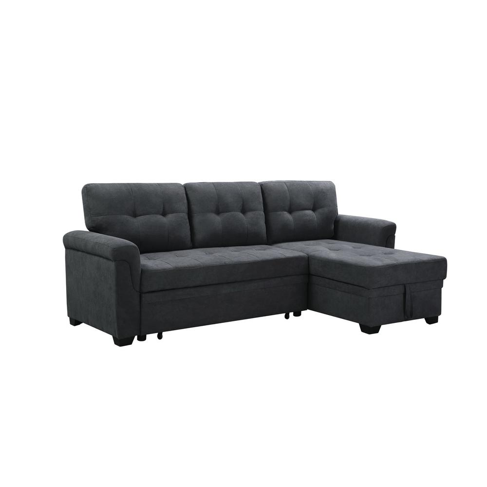 Connor Dark Gray Fabric Reversible Sectional Sleeper Sofa Chaise with Storage