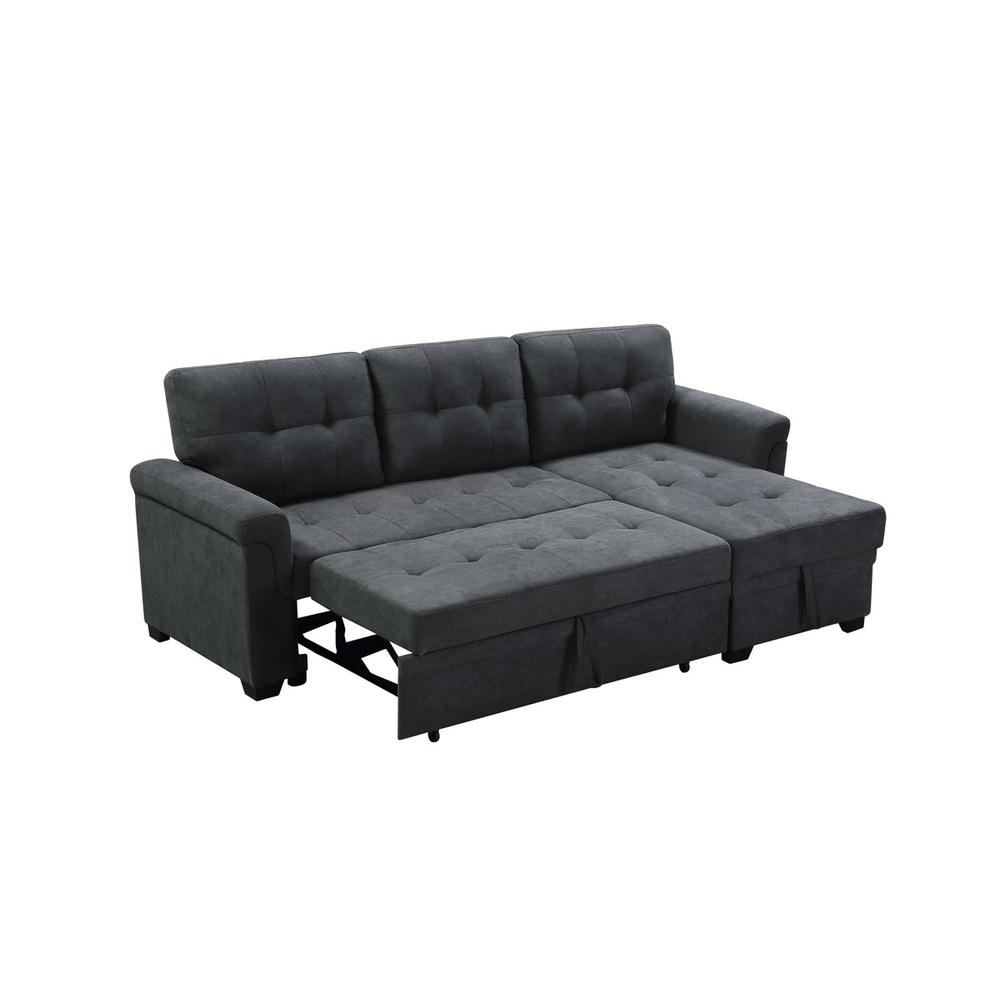 Connor Dark Gray Fabric Reversible Sectional Sleeper Sofa Chaise with Storage