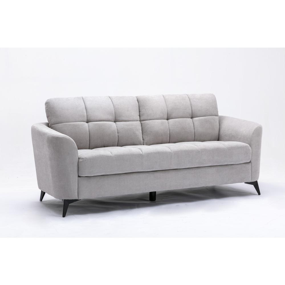 Callie Light Gray Velvet Fabric Sofa