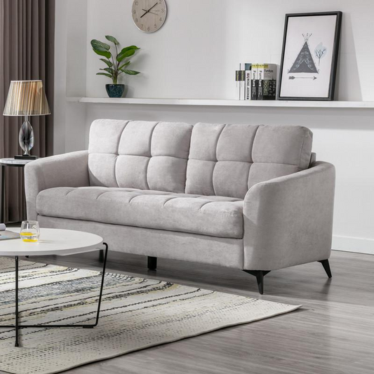 Callie Light Gray Velvet Fabric Sofa