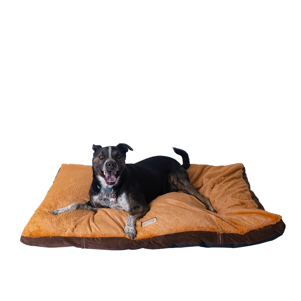 Large Pet Bed Mat with Poly Fill Cushion in Earth Brown & Mocha