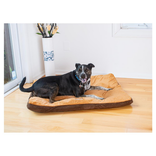 Large Pet Bed Mat with Poly Fill Cushion in Earth Brown & Mocha