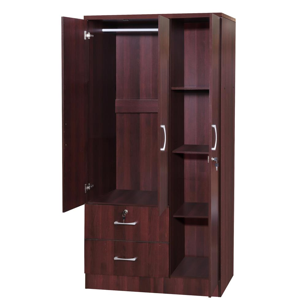 Symphony Wardrobe Armoire Closet with Two Drawers Mahogany