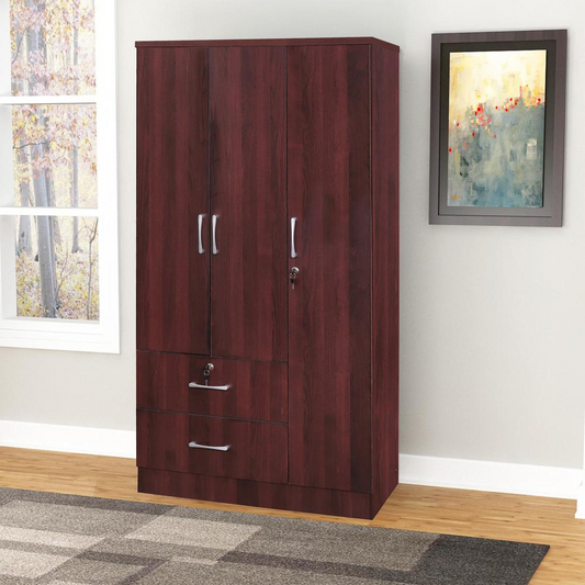 Symphony Wardrobe Armoire Closet with Two Drawers Mahogany