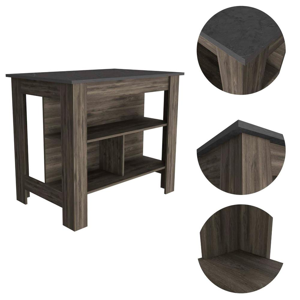 Delos Kitchen Island Dark Brown - Onix