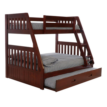 Mission Twin over Full Bunk Bed with Roll Out Twin Trundle Bed