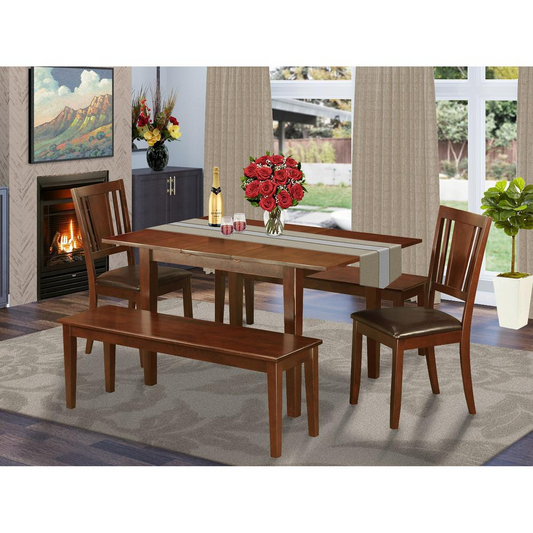 5  Pc  Dining  room  set  with  bench  -Kitchen  Table  with  2  Dining  Chairs  and  2  Benches