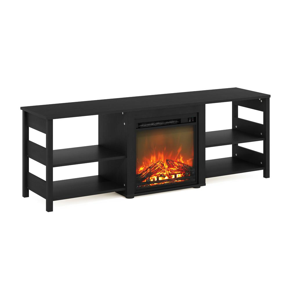 Furinno Classic 70 Inch TV Stand with Fireplace- Americano