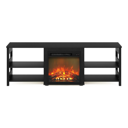 Furinno Classic 70 Inch TV Stand with Fireplace- Americano