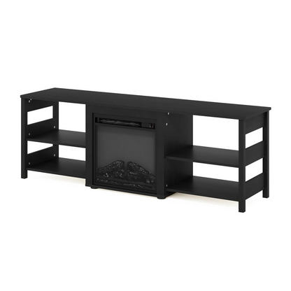 Furinno Classic 70 Inch TV Stand with Fireplace- Americano